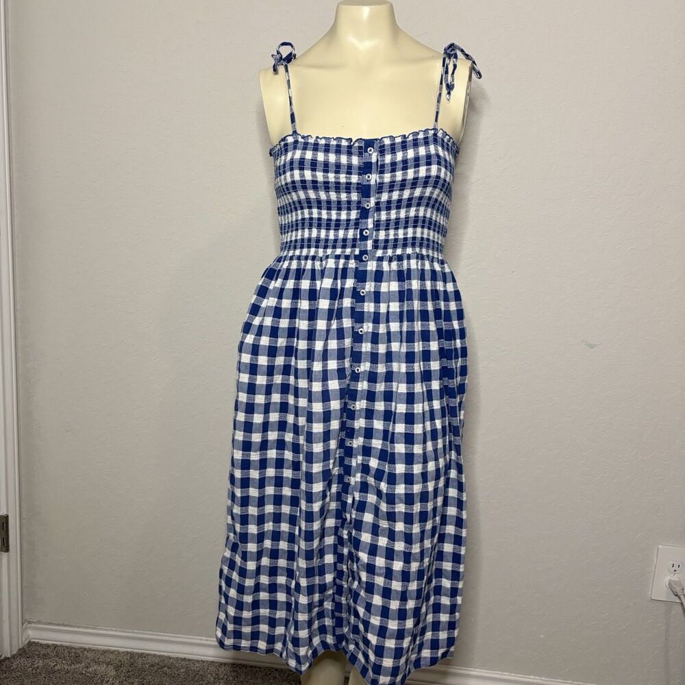 Aerie Gingham Plaid Dress Womens Size M Cottagecore Picnic Summer Pockets